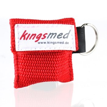 kingsmed ® Notfall-Beatmungstuch rot im Softcase Schlüsselanhänger