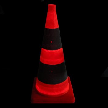 Faltleitkegel Pro-Version 75 cm mit LED Beleuchtung und teilreflektierender Leitkegel 4 Stück
