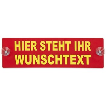kingsmed ® Warnschild mit Wunschtext und 2 x Saugnapf 40 x 12 cm in rot