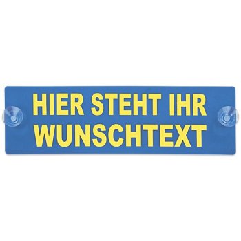 kingsmed ® Warnschild mit Wunschtext und 2 x Saugnapf 40 x 12 cm in blau