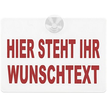 kingsmed ® Warnschild mit Wunschtext und Saugnapf 20 x 15 cm in weiß