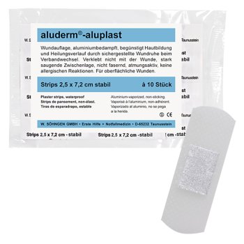 aluderm-aluplast Strips 2,5 x 7,2 cm SÖHNGEN stabil 10 Stück