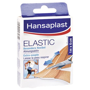 Hansaplast ELASTIC Standard 6 cm x 1 m Wundpflaster elastisch 10 x 10 cm Stücke
