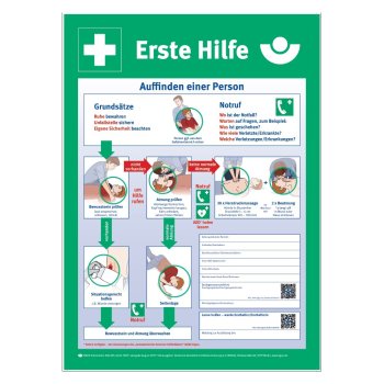 Anleitung zur Ersten Hilfe bei Unfällen HOLTHAUS Kunststoffschild Tafel