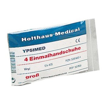 YPSIMED Vinyl Handschuhe 4er Set HOLTHAUS als Nachfüllpackung für Verbandkästen