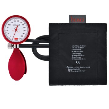 boso clinicus II Doppelschlauch-Technik Blutdruckmessgerät 60 mm rot mit Klett-Manschette