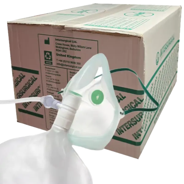 24 x Sauerstoff-Maske mit Beutel INTERSURGICAL für Erwachsene mit 1,8 m Schlauch