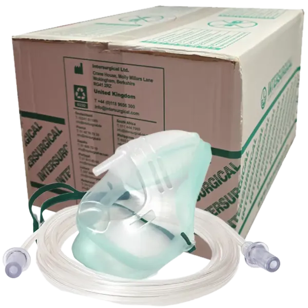 40 x Sauerstoff-Maske INTERSURGICAL für Erwachsene mit 1,8 m Schlauch