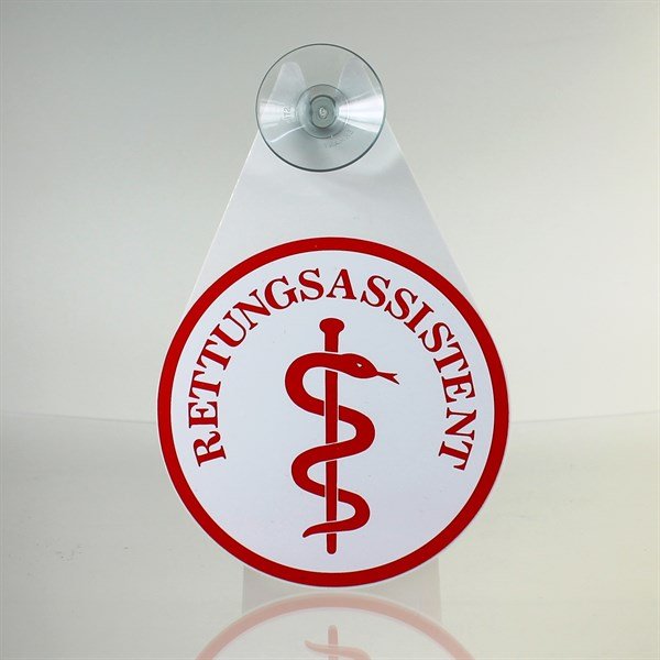 kingsmed ® KFZ Innenschild ÄS Rettungsassistent mit Saugnapf