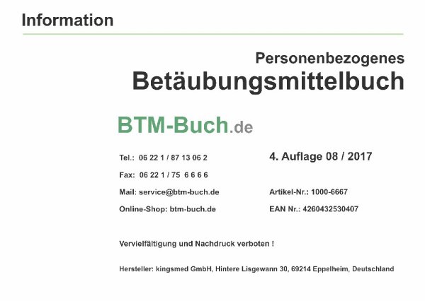 Personenbezogenes BTM-Buch 100 Stück