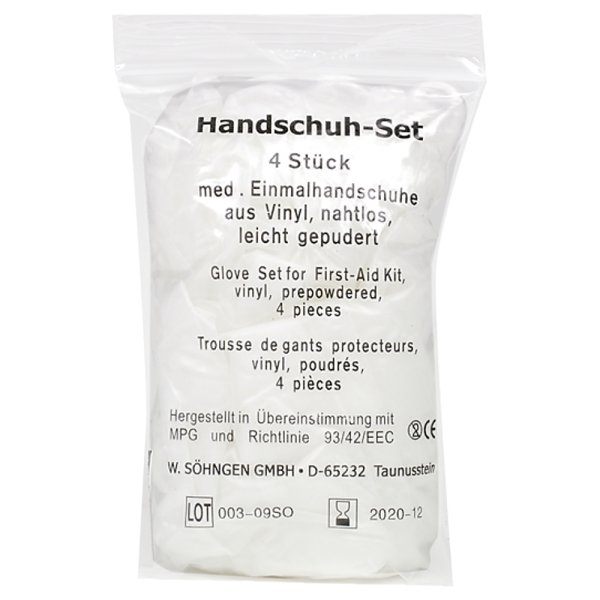 Vinyl Handschuh Set 4 Stück groß SÖHNGEN für Verbandkasten DIN 13157 + DIN 13169 + DIN 13164