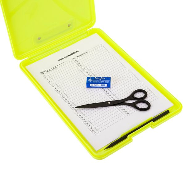 Klemmbrett mit Aufbewahrungsfach neongelb Läufer 55801 Clipboard Formularhalter