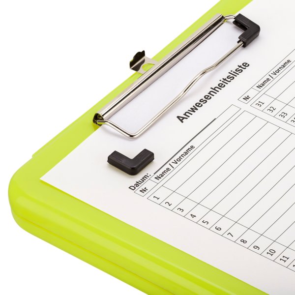 Klemmbrett mit Aufbewahrungsfach neongelb Läufer 55801 Clipboard Formularhalter