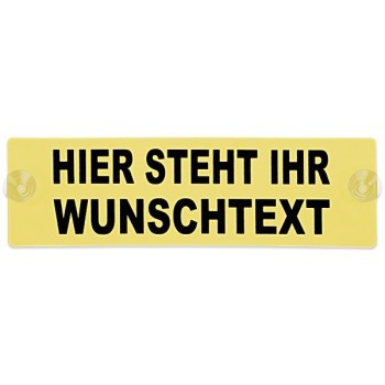 kingsmed ® Warnschild mit Wunschtext und 2 x Saugnapf 40 x 12 cm in gelb