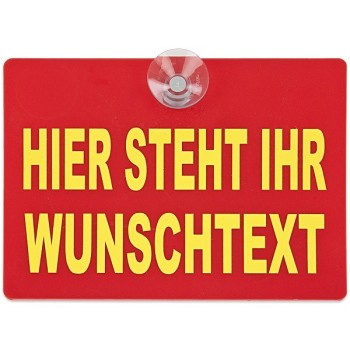kingsmed ® Warnschild mit Wunschtext und Saugnapf 20 x 15 cm in rot