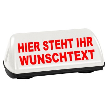 Dachzeichen mit Wunschtext SPEED weiß und TÜV Gutachten bis 240 km/h