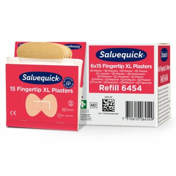 6 Sofortpflaster REF 6454 Fingerkuppen-Strips XL elastisch CEDERROTH für Pflasterspender Salvequick