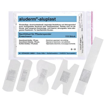 Nachfüllset für aluderm-aluplast Pflasterspender SÖHNGEN Erwachsene mit 5 Sorten 115 Pflaster