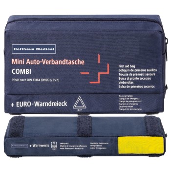 Auto-Erste Hilfe-Kombitasche 3in1 Warndreieck Warnweste Verbandstasche KFZ  Set