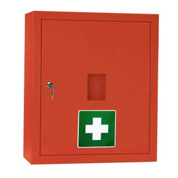 Sanitätswandschrank als Aufsatzschrank orange leer HOLTHAUS 56 cm