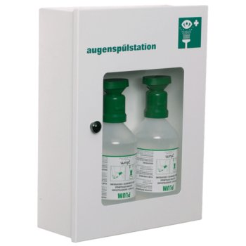 Augenspülschrank mit Sichtfenster und 2 x 500 ml plum Augenspülflasche 4604