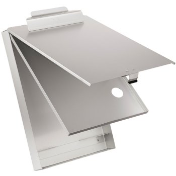 Formularhalter aus Aluminium mit Box und Abteiltrenner Läufer 21017 Clipboard Klemmbrett