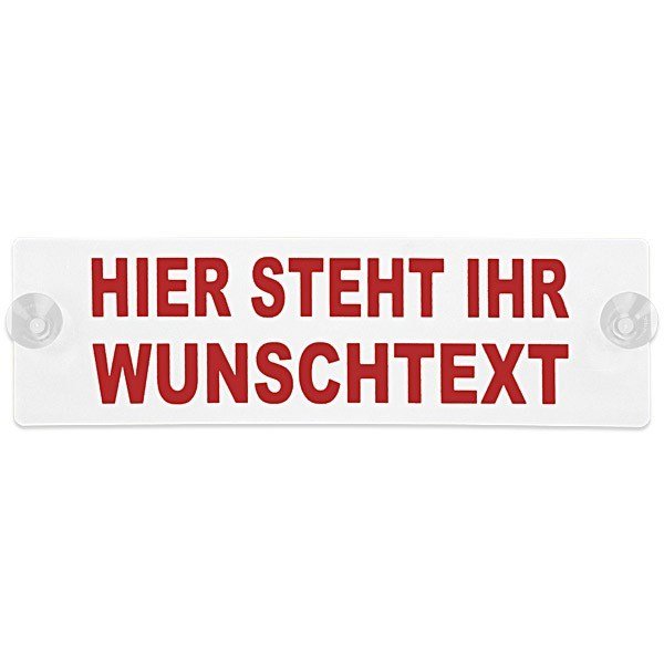 kingsmed ® Warnschild mit Wunschtext und 2 x Saugnapf 40 x 12 cm in weiß