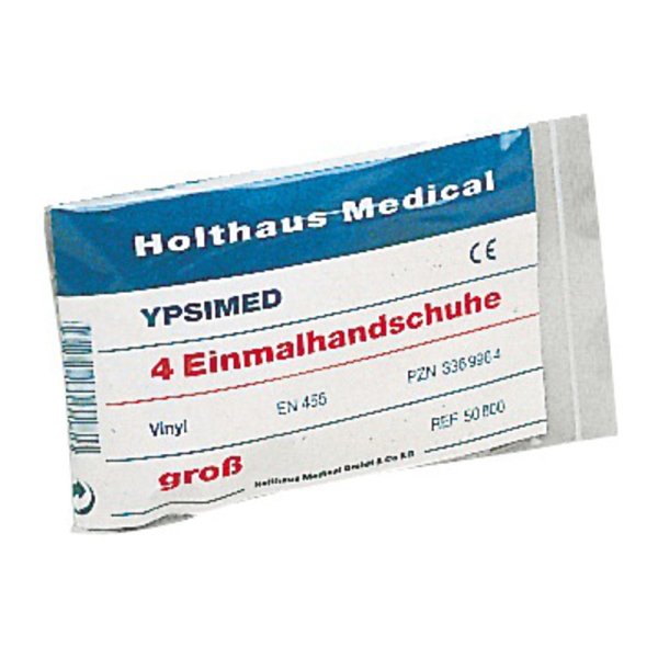 YPSIMED Vinyl Handschuhe 4er Set HOLTHAUS als Nachfüllpackung für Verbandkästen